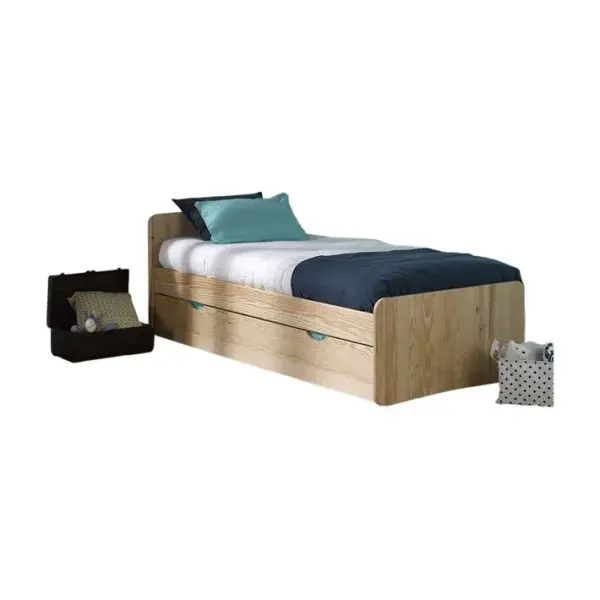 Pack Lit Gigogne Avec 2 Matelas Spike Bois Naturel 90x190 Cm