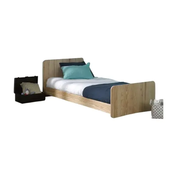 Pack Lit Avec Matelas Spike Bois Naturel 90x190 Cm