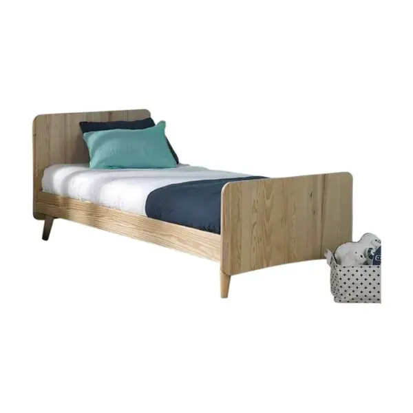 Pack Lit Avec Pieds Et Matelas Spike Bois Naturel 90x190 Cm