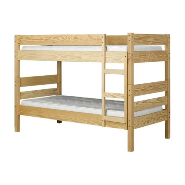 Pack Lit Superposé Avec 2 Matelas Nubie Bois Naturel 90x190 Cm