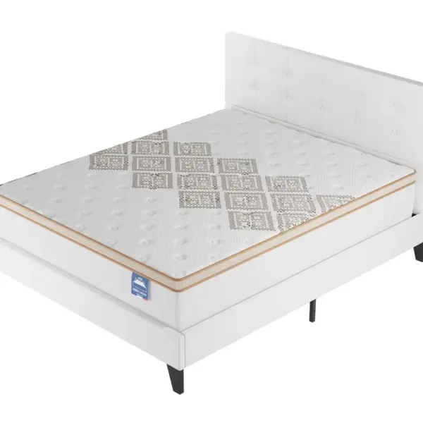 Ensemble Matelas + Lit Avec Tête De Lit 160x200 Cm, Errakis 28cm D?épaisseur Mousse Haute Densité