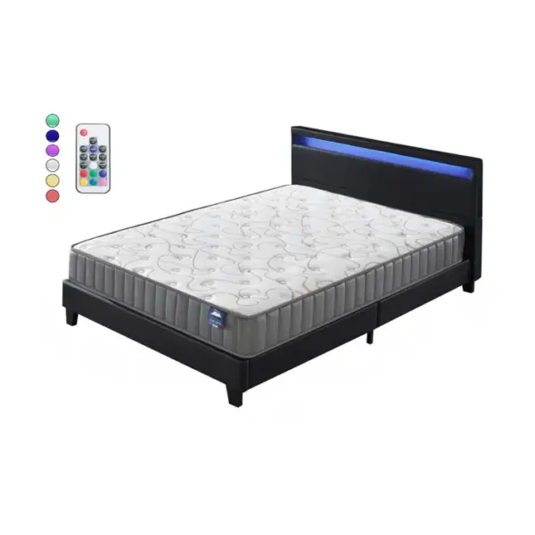 Ensemble Matelas Mousse + Lit Eclairage LED 120x190 Cm-16cm D?épaisseur Accueil Mémoire De Forme