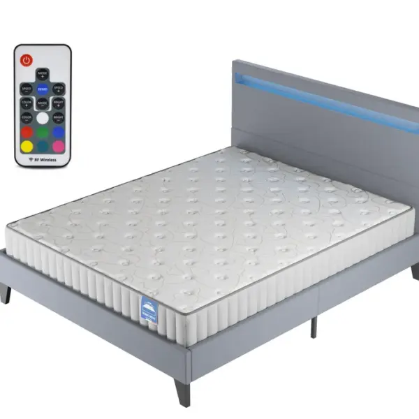 Ensemble Matelas Mousse + Lit Eclairage LED 140x200 Cm-16cm D?épaisseur Accueil Mémoire De Forme