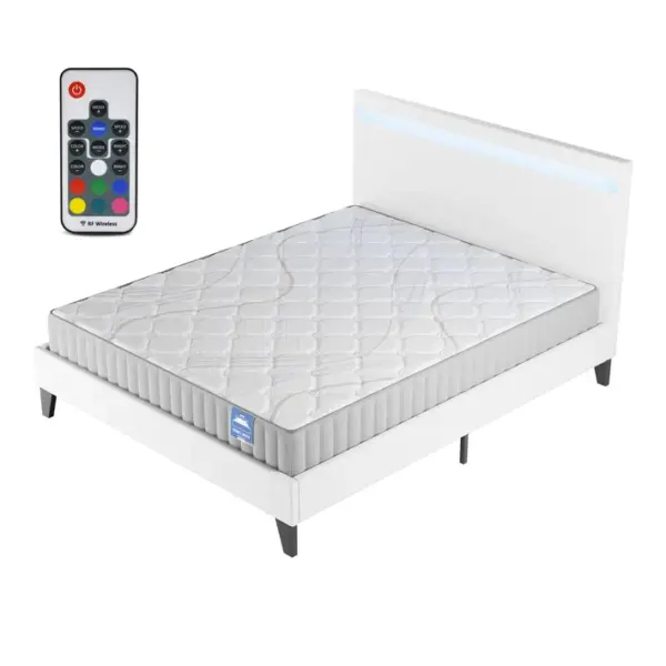 Ensemble 120x190cm, Matelas Mousse Accueil Latex + Lit Éclairage LED