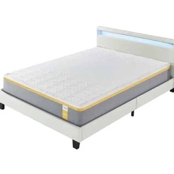 Ensemble Matelas Mousse + Lit Avec Tête De Lit 140x190 Cm Epaisseur 28cm Ferme Accueil Latex Naturel