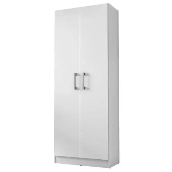 Armoire 2 Portes Blanche Mutifonctions 5 Niches L 61 H 160.6 P 31.8 Cm