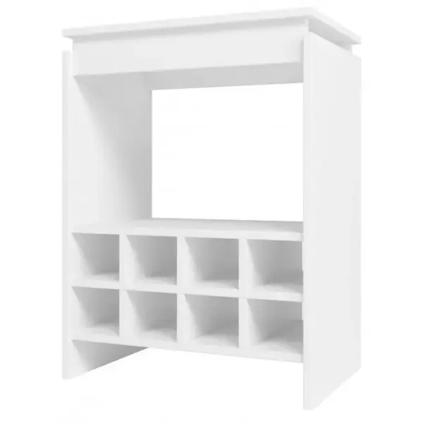 Console - Meuble Bar Blanc Rangement 8 Bouteilles Float