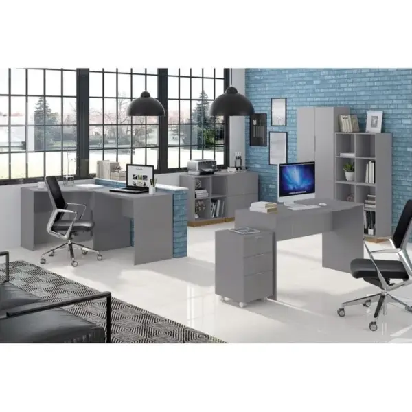 Bureau Gris Mat L 136 H 76 P 54 Cm