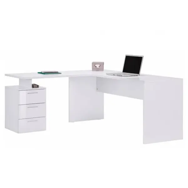 Bureau Dangle Moderne 180x160 Commode 3 Tiroirs Amelia