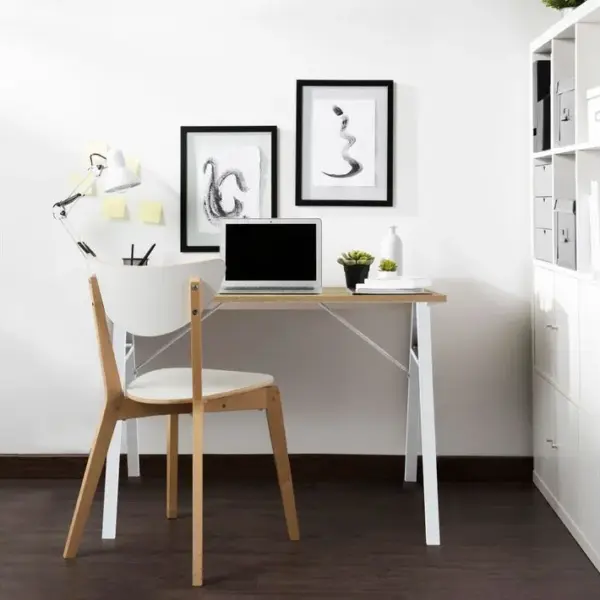 Table Dordinateur Bureau De Jeu Gaming Moderne En Acier Bois Beige