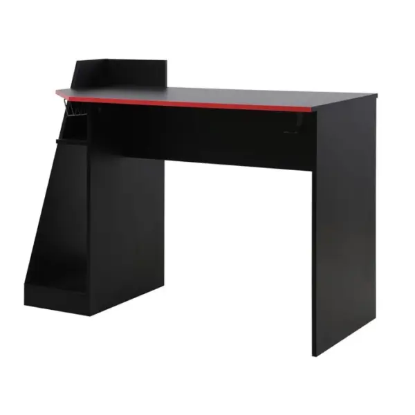 Bureau Gaming Pour PC Table Noire Rouge En Bois Design Moderne Avec Accessoires