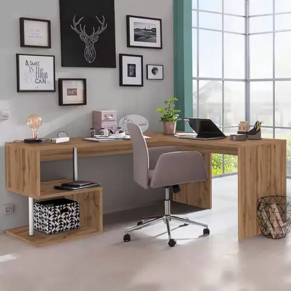 Bureau Dangle Élégant Moderne Design Bois 160x180 Cm Wargol