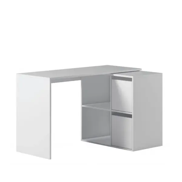 Bureau Dangle Modulable Smart Avec Rangement L120 cm - Blanc