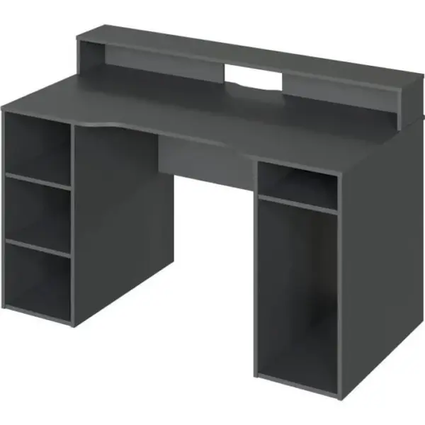 Table De Bureau Gamer Ozone - Décor Noir - 136 X 67 X 88 Cm - Avec Étagère Supérieure Pour Écran