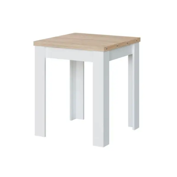 Betty - Petite Table À Manger Cuisine Extensible L67/134 X P67cm - Bois Naturel Et Blanc