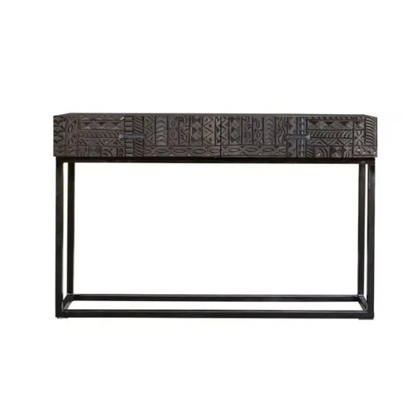 Console 2 Tiroirs Bois, Fer Marron 120x30x76cm - Bois-fer