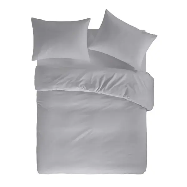 Housse De Couette En Percale De Coton Pure 155x220 Cm Gris