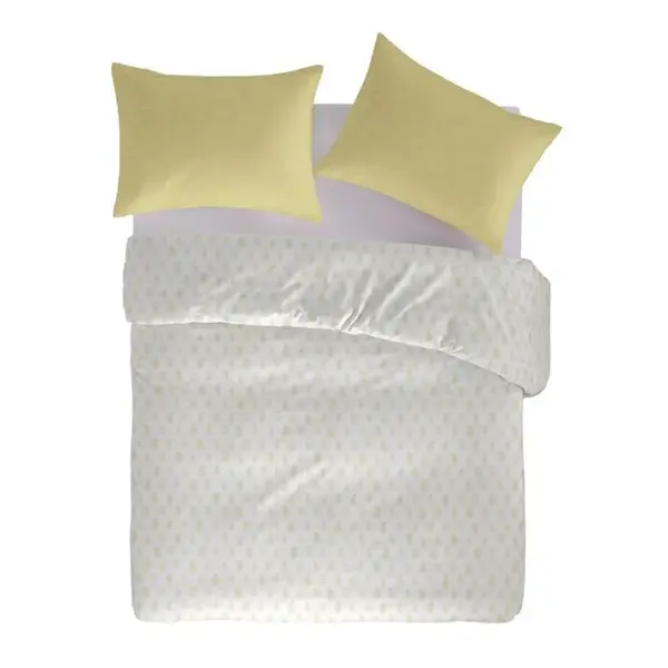 Housse De Couette 100% Percale Coton Organic Sari Ecume 200x200 Cm Jaune