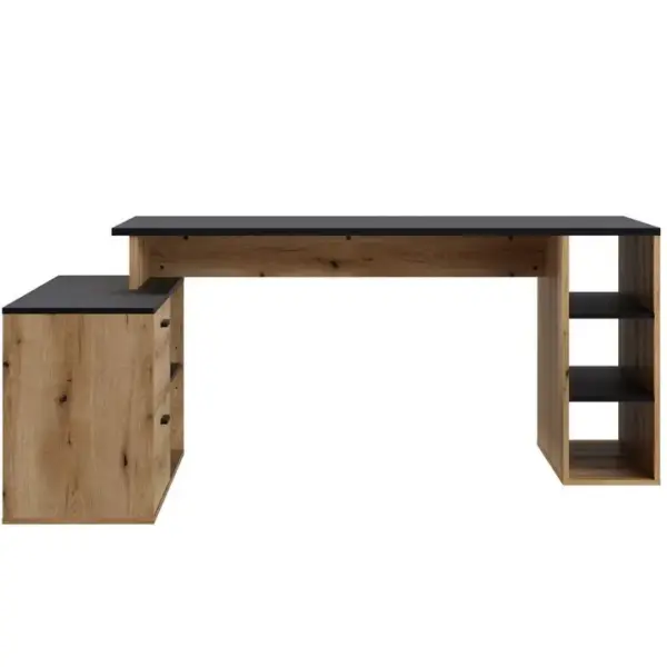 Bureau dangle WRITE Imitation chêne et noir mat