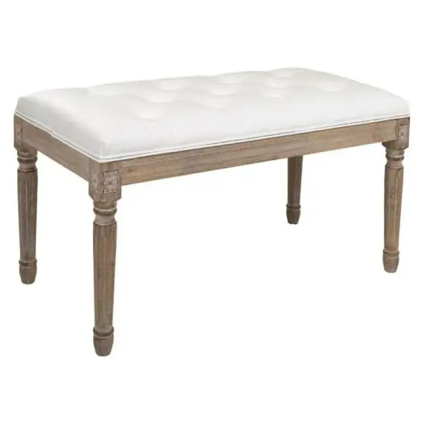 WANDERLUST DECO Banc En Bois Tapissé Gris 80x40x47