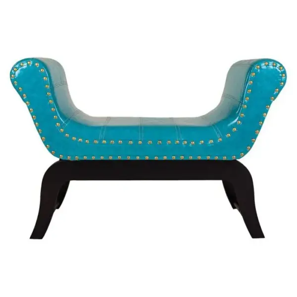 WANDERLUST DECO Banc bleu en éco-cuir 90x40x65