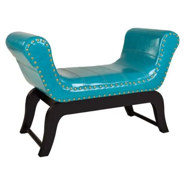 WANDERLUST DECO Banc bleu en éco-cuir 90x40x65