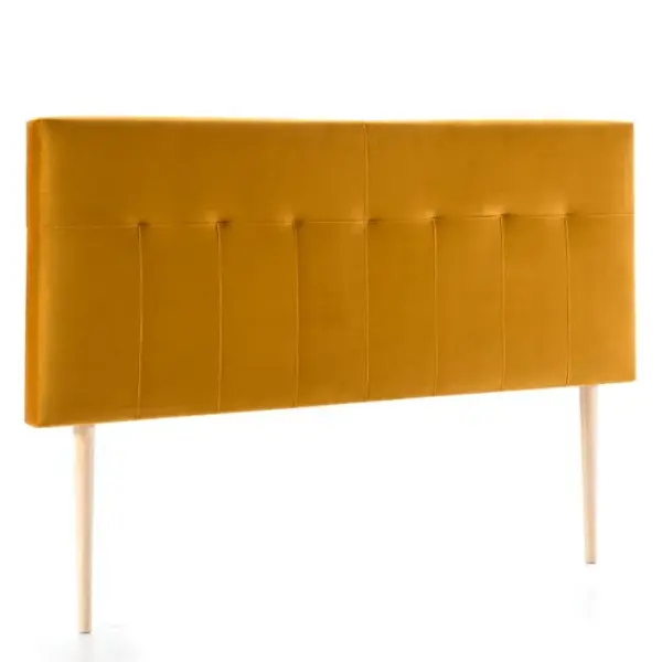 Tête De Lit Tapissée Napoles 160x100 Cm Moutarde, Pour Couchage De 160, Velours, Pieds En Bois