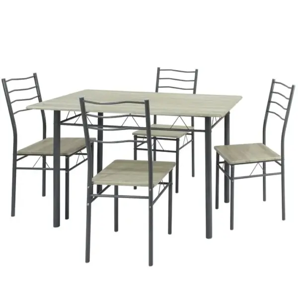 Ensemble De Table Et 4 Chaises Pour Salle À Manger Chêne/gris