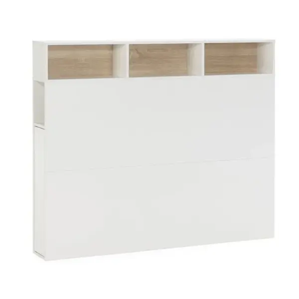 Tête De Lit Zeus 165 Cm Blanc, 2 Portes 9 Trous