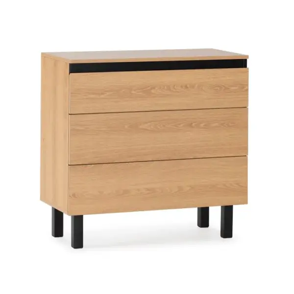 VS VENTA-STOCK Commode De Nuit Molina 3 Tiroirs Couleur Chêne