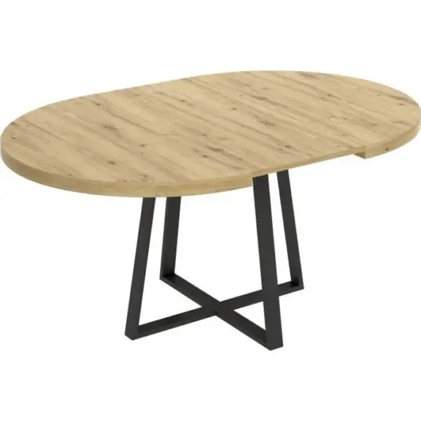 Table Ronde Extensible Duna 4 À 6 Personnes Décor Chêne - L110 X P110/152 X H77 Cm