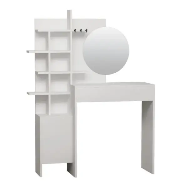 Coiffeuse Avec Étagère Et Miroir Martin L105xh151cm Blanc