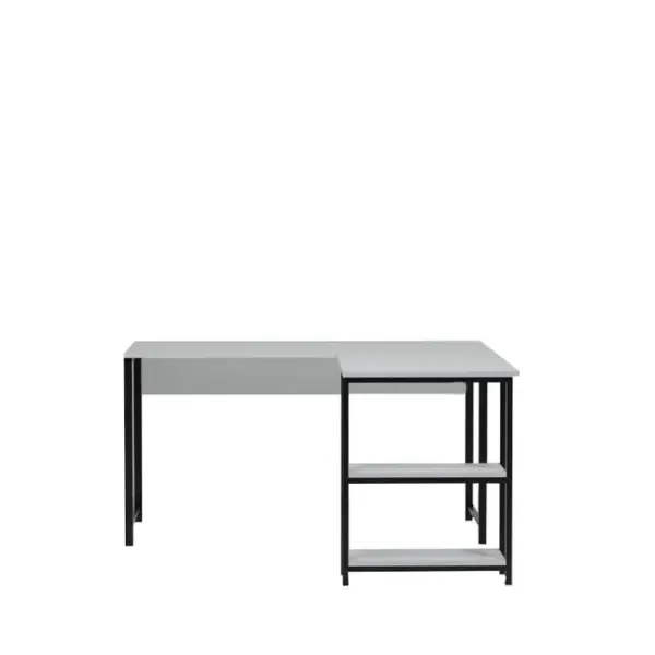 Bureau Dangle Weise L140cm Métal Noir Et Bois Blanc