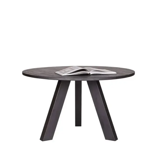 Jozua - Table À Manger Ronde Ø130 cm En Chêne - Couleur - Noir