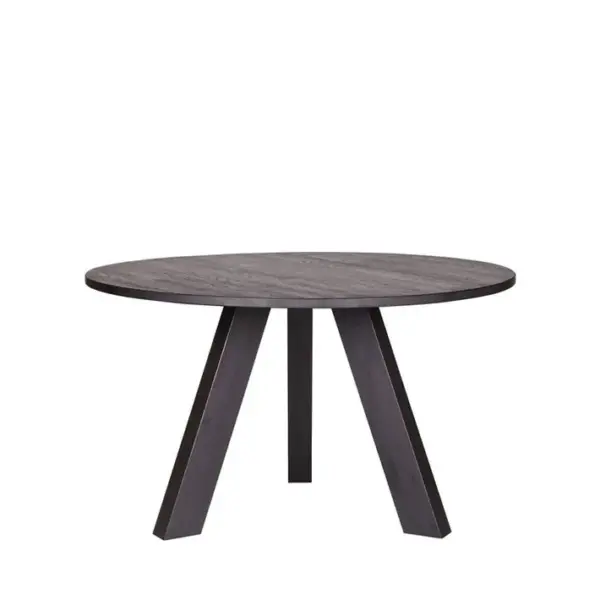 Jozua - Table À Manger Ronde Ø130 cm En Chêne - Couleur - Noir