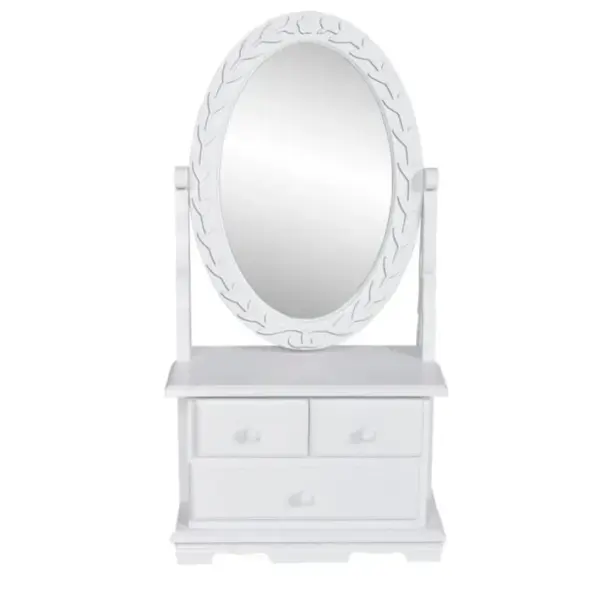 Coiffeuse Avec Miroir Pivotant Ovale Mdf