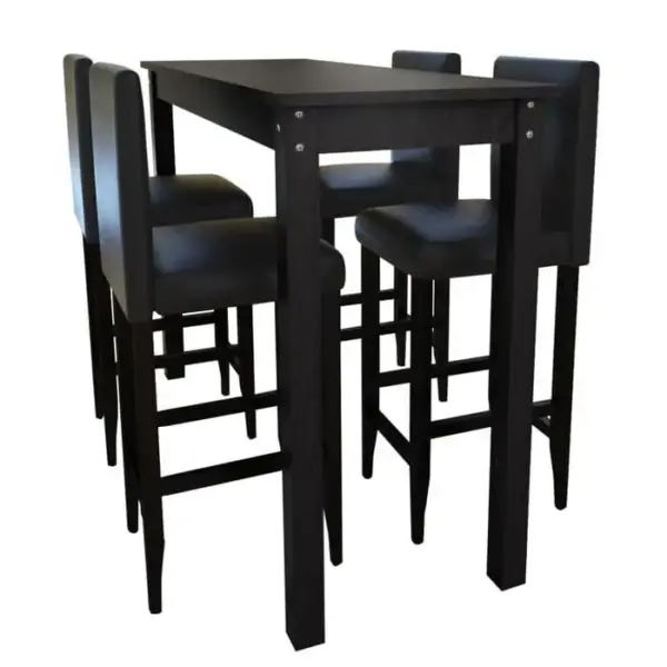 VIDAXL Set De 1 Table De Bar Et 4 Tabourets Noir