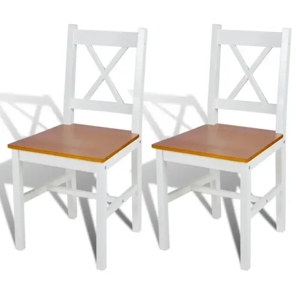 Vidaxl Chaises à Manger Lot De 2 Avec Dossier Blanc Bois De Pin Sièges De Cuisine Meubles De Repas