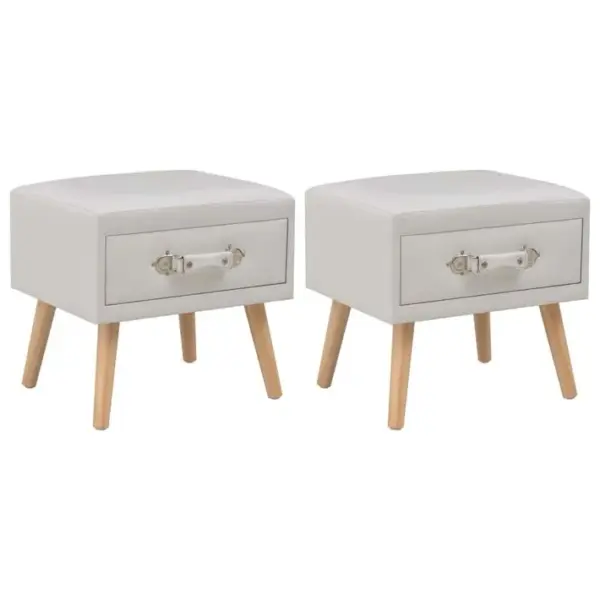 Tables De Chevet 2 PCs Blanc 40x35x40 Cm Similicuir