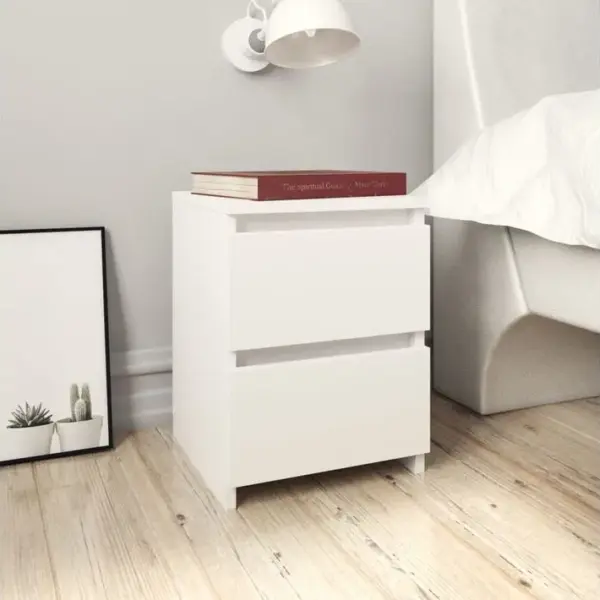 Vidaxl Table De Chevet Avec 2 Tiroirs Blanc 30x30x40 Cm Bois Dingénierie Armoire De Nuit Chambre