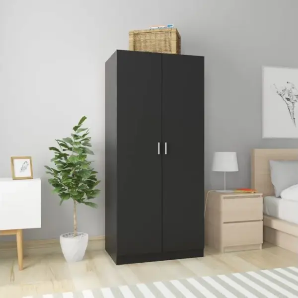 Vidaxl Garde-robe Noir 80x52x180 Cm Aggloméré Penderie Armoire Meuble De Rangement Chambre