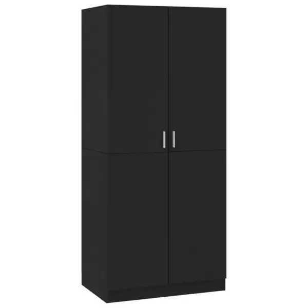 Vidaxl Garde-robe Noir 80x52x180 Cm Aggloméré Penderie Armoire Meuble De Rangement Chambre