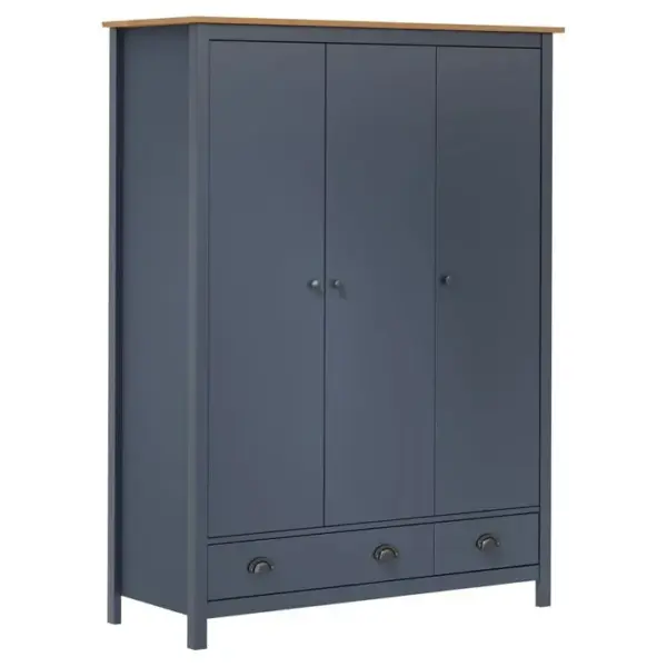 Armoire à 3 Portes Hill Gris 127x50x170 Cm Pin Solide