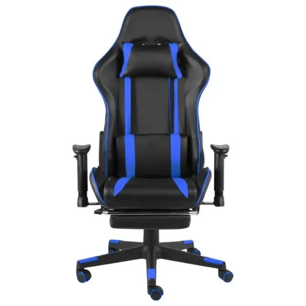 Fauteuil Gamer Pivotant Avec Repose-pied Bleu Pvc