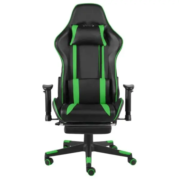 Fauteuil Gamer Pivotant Avec Repose-pied Vert Pvc