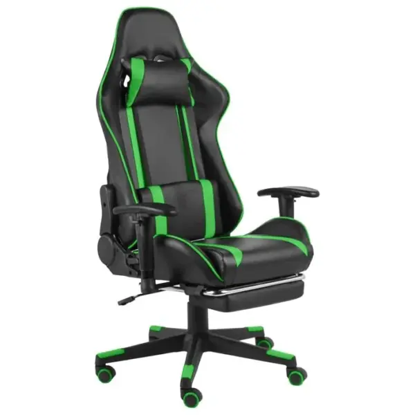 Fauteuil Gamer Pivotant Avec Repose-pied Vert Pvc