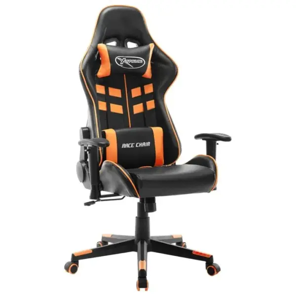 Fauteuil Gamer Noir Et Orange Cuir Artificiel