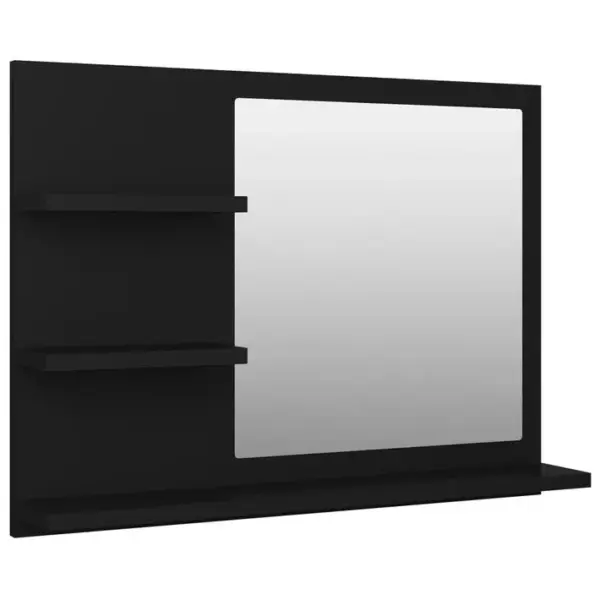 Miroir De Salle De Bain Avec Rangements - 60x45 Cm - Noir