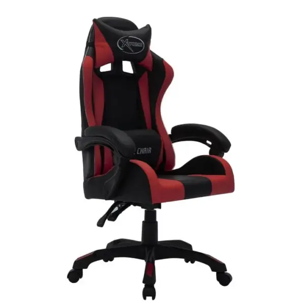 Fauteuil Gamer Avec LED Rvb Bordeaux Et Noir Similicuir