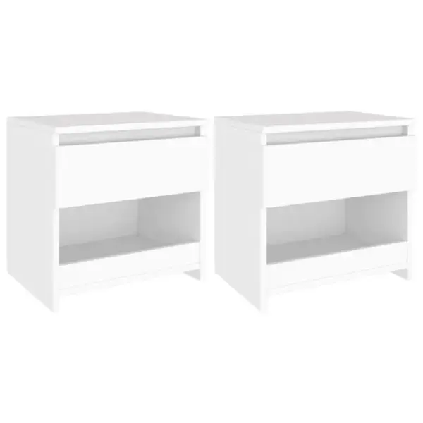 Tables De Chevet 2 PCs Blanc 40x30x39 Cm Aggloméré